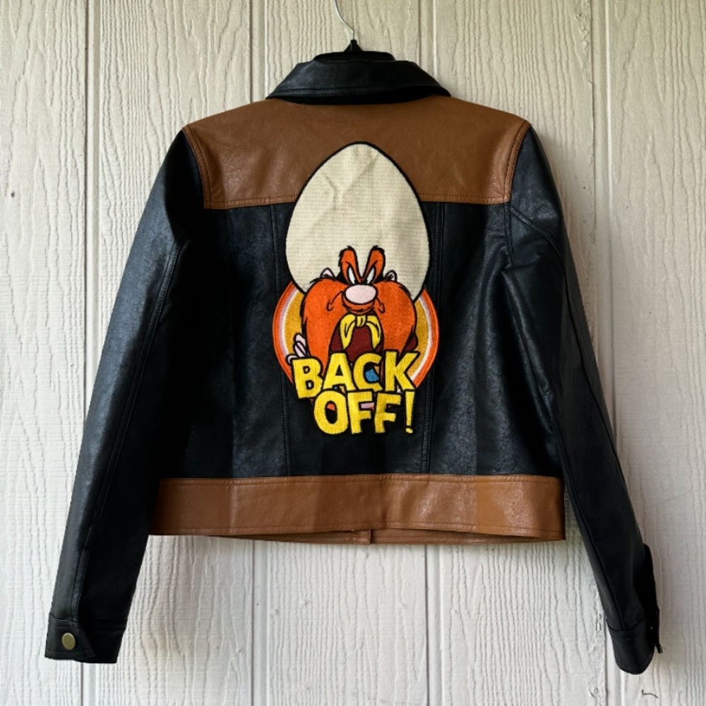Looney Tunes Yosemite Sam Faux Leather Cropped Jacket